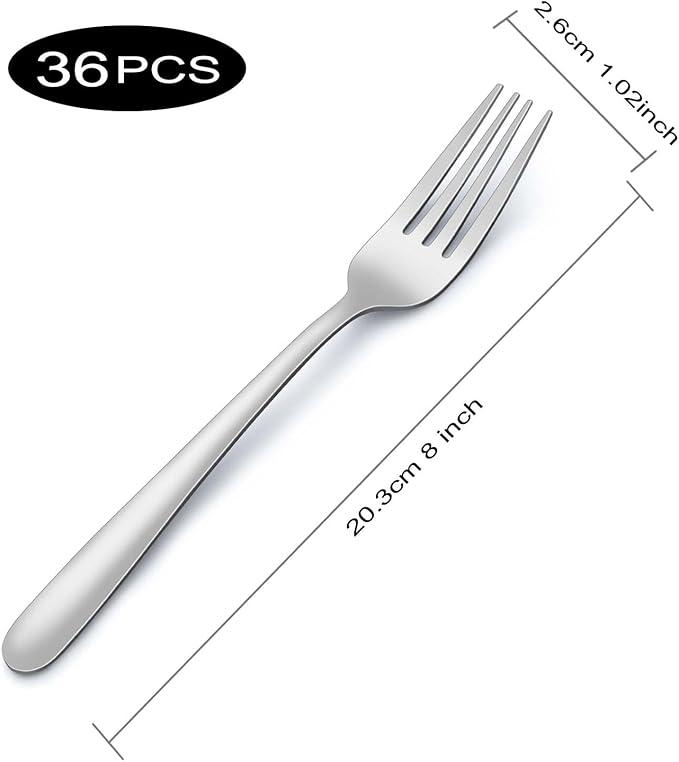 Pleafind 36-Piece Dinner Forks Set (8 inch), Stainless Steel Forks Silverware, Mirror Polished Fork Set, Small Forks for Home, Kitchen, Restaurant, Dishwasher Safe