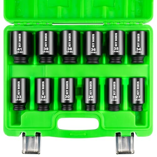 1/2 Inch Drive Deep Impact Socket Set,12 PCS Extended Socket Set, 6-Point Metric, Cr-Mo Steel - color: 12pcs 1/2" Metric