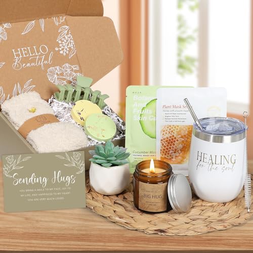 Thinking of You Care Package for Women - Get Well Soon GBasket for Sick Friend After Surgery Gifts Feel Better Gifts for Women, Sympathy Gift Baskets Sending Hugs, Self-Care Spa Gifts