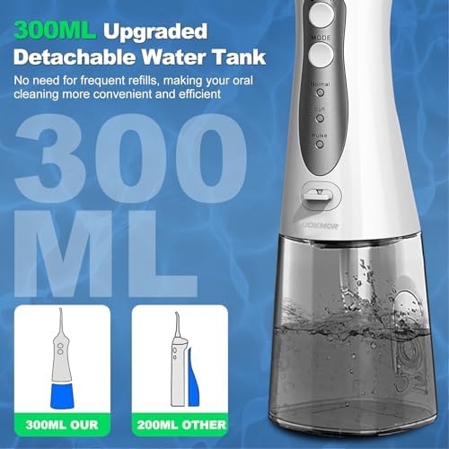 Water Flosser Cordless Teeth Pick: Portable Adults Dental Oral Irrigator for Travel Flossers Cleaning Picks 300ML