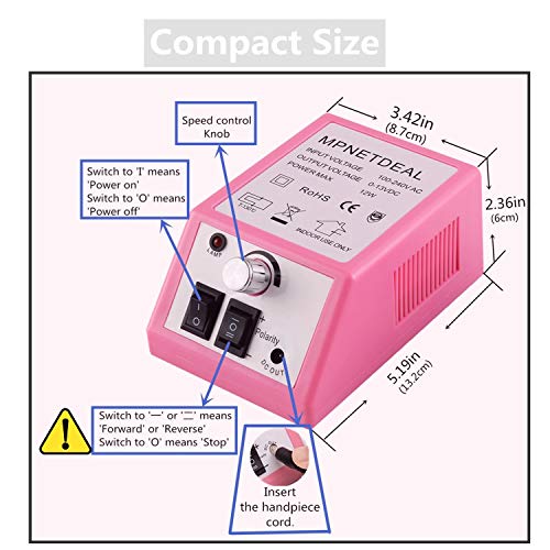 Electric Nail Drills Machine e File Dremel buffers Sanding Bands Bits for Acrylic Nails Gel Polish Glazing Art Set Polisher Grinder Filer Manicure Pedicure Kit máquina uñas acrilicas Pink