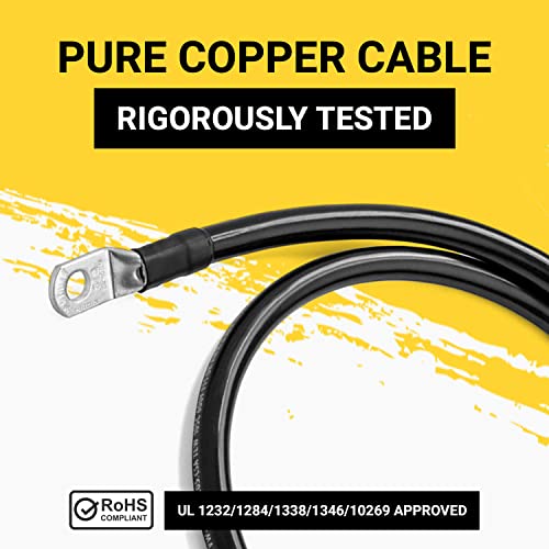 Spartan Power Black 5 Foot, Battery Cable, Negative Only 3/8" M10 Made in USA - color: 1/0 AWG-BLACK-3/8", size: 5-FT