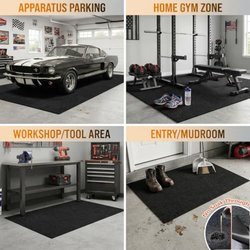 Oil Spill Mat for Driveway Garage, 72x60 Oil Drip Rubber Mat Under Car | Heavy Duty, Absorbent, Waterproof, Leak Resistant, Protect Garage Floor, for Auto Tractor Mower Repairs Oil Change, Black - size: 72" x 60"-Smooth Black
