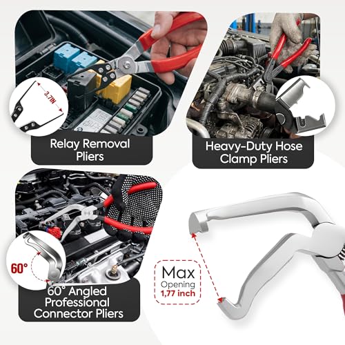 8 PCS Electrical Disconnect Pliers-Fuel Line Disconnect Tool Set-Automotive Electrical Terminal Connector Separator Removal Kit with Relay Puller, Hose Clamp Pliers-Terminal Pin Removal Tool