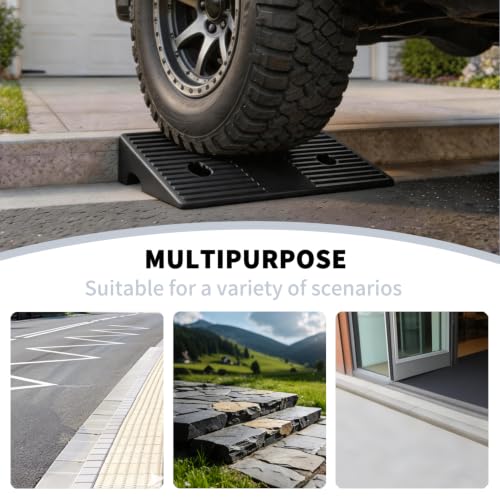 2.5 Inch Rise Rubber Curb & Threshold Ramp 2 PCS 16.93"x7.28" | 7000lbs capacity, suitable for driveway, sidewalk, shed entry, cars, motorcycles, lawn mowers, Durable, Sturdy - size: 2.5"Height