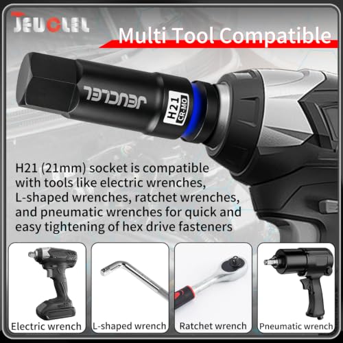 21mm Hex Impact Bit Socket, H21 1/2" Drive Allen Socket, Cr-Mo | 3-Inch, Lengthen Hex Screwdriver Adapter for Electric Ratchet Wrenches Fastening Screws, Socket Wrench, Head Drill - size: 1PC | H21 21MM