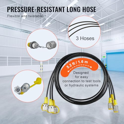 Hydraulic Pressure Test Kit, 250/400/600bar, 3 Gauges 11 Test Couplings 3 Test Hoses, Excavator Hydraulic Test Gauge Set with Portable Carrying Case for Excavator Tractors Construction Machinery | Excavator Hydraulic Test Gauge Set with Portable Carrying