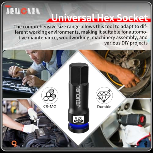 20mm Hex Impact Bit Socket, H20 1/2" Drive Allen Socket, Cr-Mo | 3-Inch, Lengthen Hex Screwdriver Adapter for Electric Ratchet Wrenches Fastening Screws, Socket Wrench, Head Drill - size: 1PC | H20 20MM