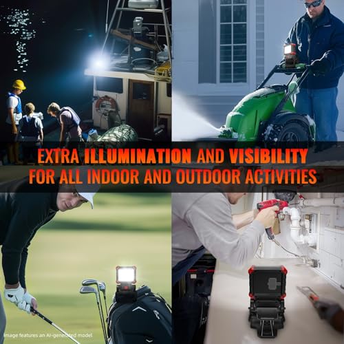Easymaxx LED Rechargeable Work Light with Clamp, 2100LM COB Magnetic Clip on Worklight 270° Rotating with Mobile Charger, Portable Clamp Work Light for Boats, Car Repairing, Job Site Lighting | 3 modes, 6000K, magnetic base, 270° rotating head, 2.3 in cla