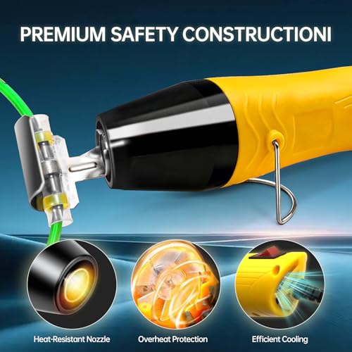 220PCS Solder Seal Wire Connectors Kit with Dual Temp Heat Gun, Heat Shrink Solder Butt Connectors Waterproof Electrical Terminals for Automotive Marine Boat RV Wiring Repair (220, Yellow) - color: YELLOW