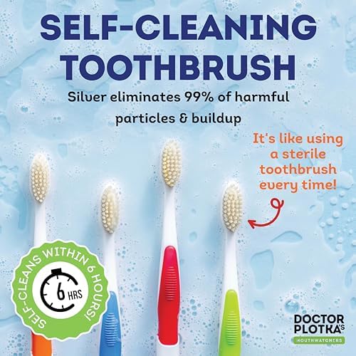 MOUTHWATCHERS Soft Flossing Toothbrushes for Adults, Value 8 Pack, Ultra Clean Manual Toothbrush Set for Sensitive Teeth & Gums, by Dr. Plotka, Assorted Colors