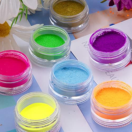 Duufin 36 Colors Pigment Nail Powder Colorful Luminous Pigment Powder Iridescent Pearlescent for Nail Art, Body and Crafts