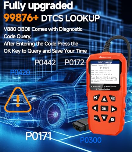 OBD2 Scanner,V880 Car Scanner Diagnostic Tool, Check Engine Code Reader | Graphic Live Data, Freeze Frame,Mode 6, Mode 8, Atuo Scan Tool for All OBD II Protocol Vehicles Since 1996,Red - color: red