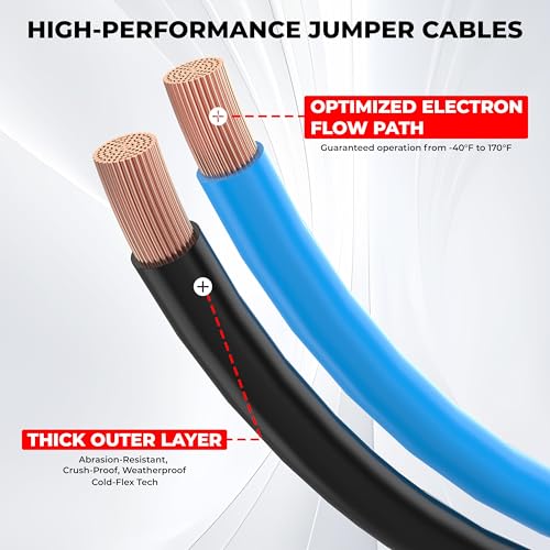 0 Gauge 25 Feet Jumper Cables Heavy Duty for Car, 1000 Amp Automotive Booster Battery Jumper Cables for SUV and Trucks with Carry Bag, Gloves, Brushes - size: 0 Gauge 25FT