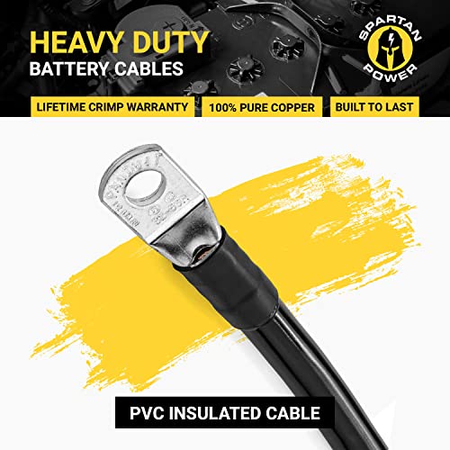 Spartan Power Battery Cable 3 Foot 4 Gauge AWG Wire Set 3/8" M10 Made in USA - color: 4 AWG-SET-3/8", size: 3-FT