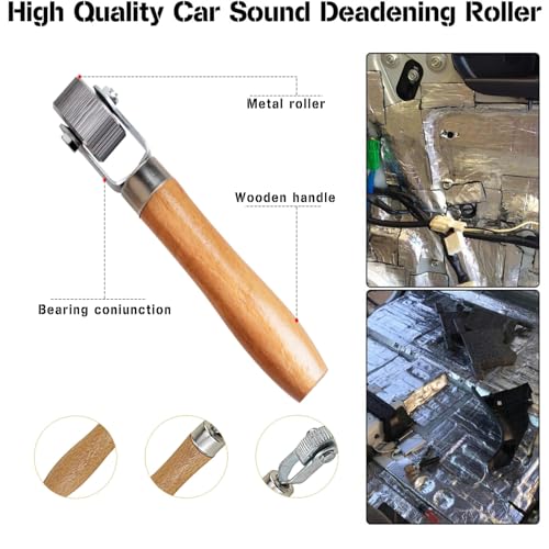 Tire Patch Roller Compaction Tool Automobile Tyre Repair Tube Stitch Puncture Rolling Wheel with Wooden Handle 7.28 Inch- 4cm - color: 4cm
