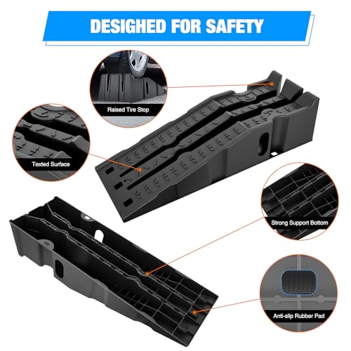 Nilight Car Ramps, Portable 6.7" Car Lift Ramp Heavy Duty Vehicle Service Ramp for Home Garage Maintenance, 13,000lb. GVW Capacity Per Pair - size: Car Ramp