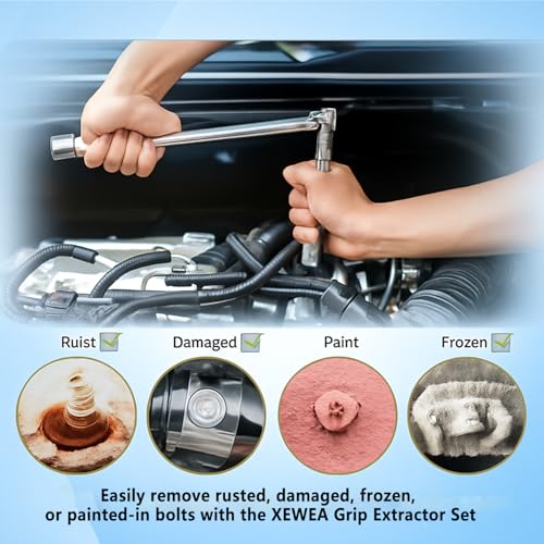 XEWEA 14PCS 3/8" Drive Impact Bolt Nut Extractor Set | Professional Stripped Bolt Remover Socket Set, Easy out Tools For Removing Damaged Broken Rounded Off Bolt & Nut, Cr-Mo Steel - size: 14PCS
