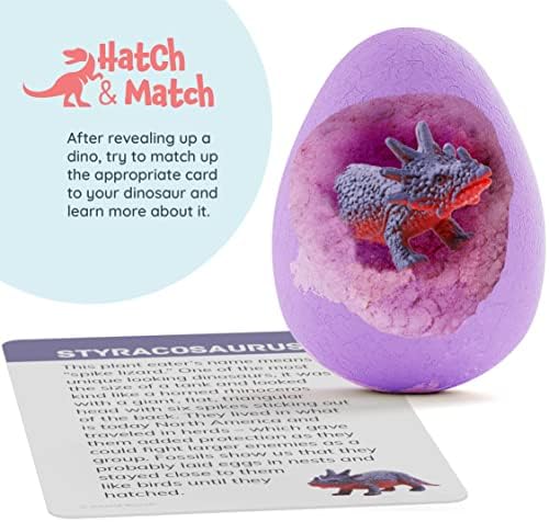 Dan&Darci Dino Egg Bath Bombs for Kids - Kid Baths Bomb with Surprise Inside - Dinosaur Toys Gift for Boys and Girls Ages 6 7 8 Years Old Gifts - Fun Educational Toy Fizzy - Basket Stuffers
