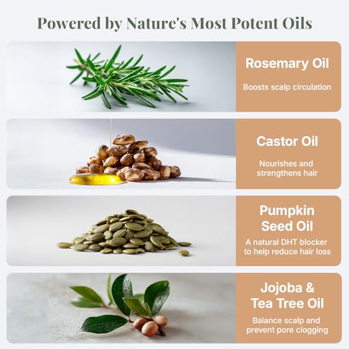 The ÉLIX USDA Organic Rosemary Oil for Hair Growth | Thickening Formula with Castor & Pumpkin Seed | for Hair Loss & Thinning | Made in USA | 4oz
