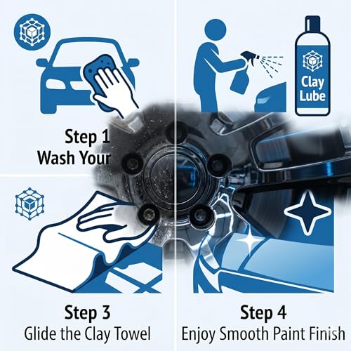 NADUSEP 2 Pack Clay Towel for Auto Detailing 12" x 12" – Reusable Synthetic Clay Bar Towel for Car Paint Decontamination, Removes Tar Sap Brake Dust, Detailing Tool for Cars Trucks SUVs