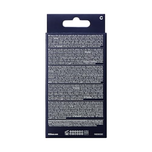 KISS Gel Fantasy, Press-On Nails, Nail glue included, 'Change Chance', Silver, Short Size, Oval Shape, Includes 28 Nails, 2g glue, 1 Manicure Stick, 1 Mini File