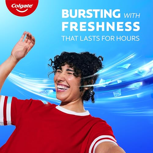 Colgate Max Fresh Whitening Toothpaste with Mini Strips, Clean Mint Toothpaste for Bad Breath, Helps Fight Cavities, Whitens Teeth, and Freshens Breath, 6.3 Ounce (Pack of 4)