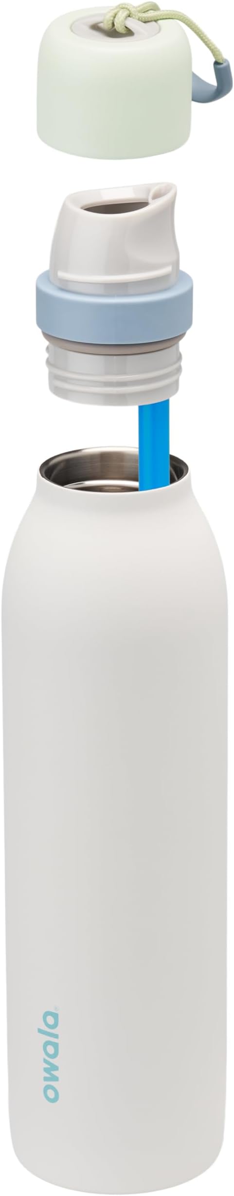 Owala FreeSip Twist Insulated Stainless Steel Water Bottle with Straw for Sports and Travel, BPA-Free, 24-oz, Green/White (Iced Breeze)