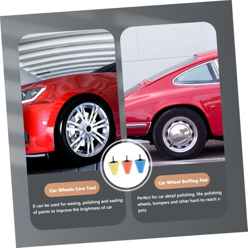 PRETYZOOM 3Pcs Auto Wheel Polishing Cone Set Buffing Pads for Car Wheel Compatible Drill for Detailing and Finishing