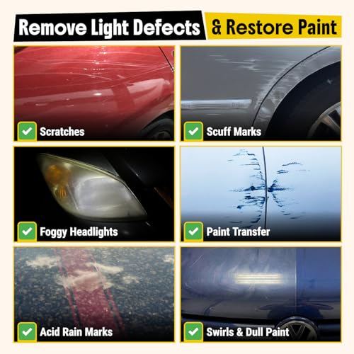 Carfidant Scratch and Swirl Remover - Car Scratch Remover for Vehicles Paint - Polishing Compound for Cars - Paint Restorer Kit with Pad, Microfiber and Drill Attachment - style: Scratch Remover Kit with Drill Attachment