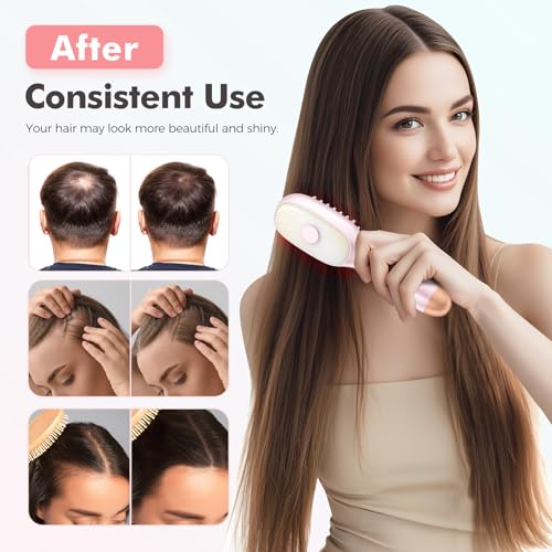 2025 New Upgraded Rechargeable 3-in-1 Scalp Massager Nano Mist Hair Oil Applicator Brush with Cooling Vibration & Hydrating Design | Effortless Detangling, Soothing Relaxation for All Hair Types
