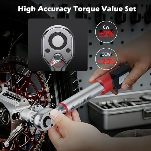 3/8" Digital Angle Torque Wrench, 5-99.6 Ft.lb, ±2% Accuracy, 8pcs | Electronic Torque Wrench with 0.1° Angle Mode, LED Display, Buzzer Alerts for Automotive, Motorcycle & Engine Repair - size: Angle 3/8" 6.8-135N.m/5-99.6Ft.lb