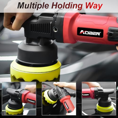AOBEN Buffer Polisher,5 inch Dual Action Polisher,Long Orbit 16mm Random Buffer Polisher kit with 6 Variable Speed 1000-5500rpm,Detachable Handle,7 Buffing Pads for Car detailing Polishing and Waxing - size: AT3501C-02