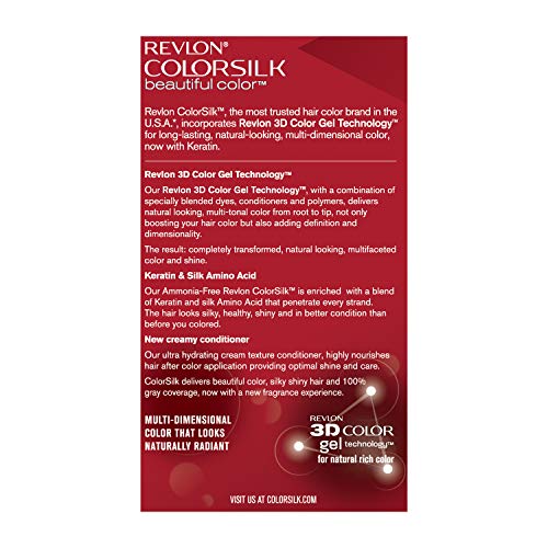 Revlon Permanent Hair Color, Permanent Hair Dye, Colorsilk with 100% Gray Coverage, Ammonia-Free, Keratin and Amino Acids, 51 light Brown, 4.4 Oz (Pack of 3)