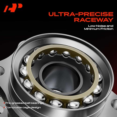 A-Premium Front Wheel Bearing and Hub Assembly Compatible with Ford Focus 2000-2011, w/5-Lug | for Focus 2000-2011, w/5-Lug, High Carbon Steel, Double-Lip Seal Ring, Heat-Resistant Grease