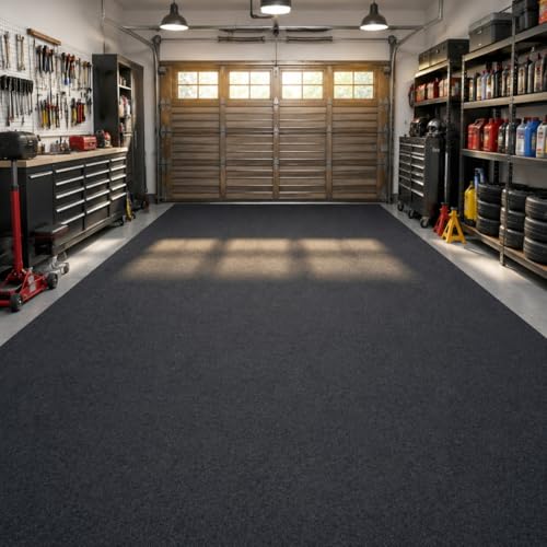 Garage Floor Mat 8.8 x 22 Ft, Absorbent Oil Parking Mat for Under Car, Non-Slip Waterproof Rubber Backing, Heavy Duty Garage Flooring Protector for Cars, Driveway, Workshop, Easy to Cut & Clean - size: 8.8 x 22 Ft