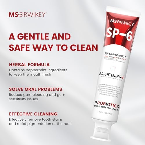 SP-6 Whitening Toothpaste 2-Pack & 7-Pro Whitening Toothpaste, 6 Probiotics, Enamel Safe, Fluoride-Free and Gum Health