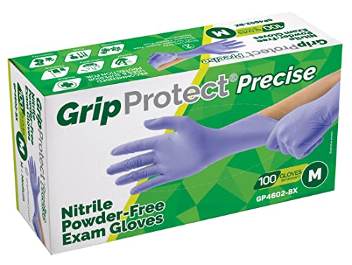 GripProtect Precise Nitrile Gloves 4 Mil, Chemical Resistant Gloves | Medium Textured Grip for Mechanics, Tattoos, Food Prep & Cleaning – Medical Grade Disposable Gloves, 100 Count - size: Medium (Pack of 100)