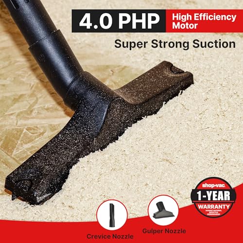 Shop-Vac 6 Gallon 4.0 Peak HP Wet/Dry Vacuum, Wall Mountable Shop Vacuum | Compact Shop Vac with Up to 20 ft Extra Long Hose & Accessories - Ideal for Jobsite, Garages, Car & Workshops - size: 6 gallon