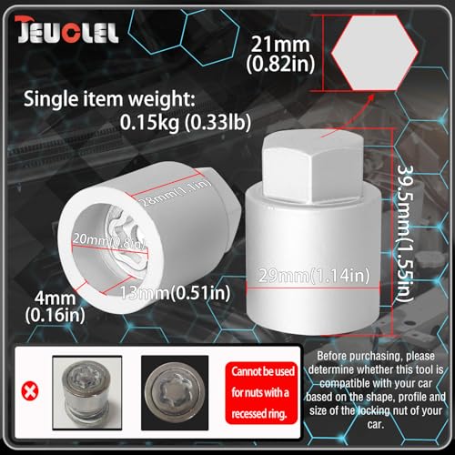 075 Wheel Locking Nut Key for Nissan Infiniti, ID 21mm Lug Socket | Wheel Lock Nut Socket Adapter, Anti-Theft Lug Nut Removal Tool, Anti-Theft Screw Remover, Repair Tool, Tyre Fitting, garage - size: socket 075