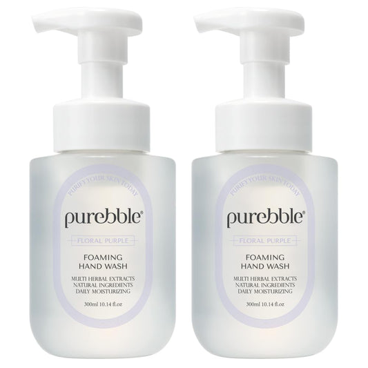 PUREBBLE Floral Purple Foaming Hand Wash with Hyaluronic Acid, Floral Scent | Gentle, Hydrating Formula | For Kitchen and Bathroom | Cruelty Free Sulfate Free | 2 Pack