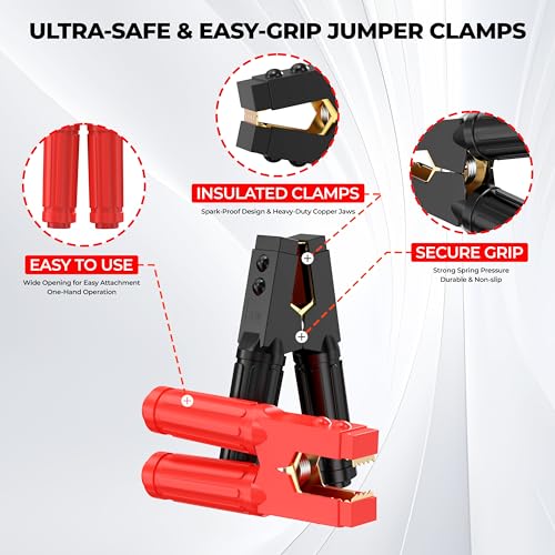 0 Gauge 25 Feet Quick Connect Jumper Cables for Car, Automotive Booster Jumper Cables Heavy Duty Quick Connect Plug for SUV and Trucks with Carry Bag, Gloves, Brushes - size: 0 Gauge 25FT with Quick Plugs