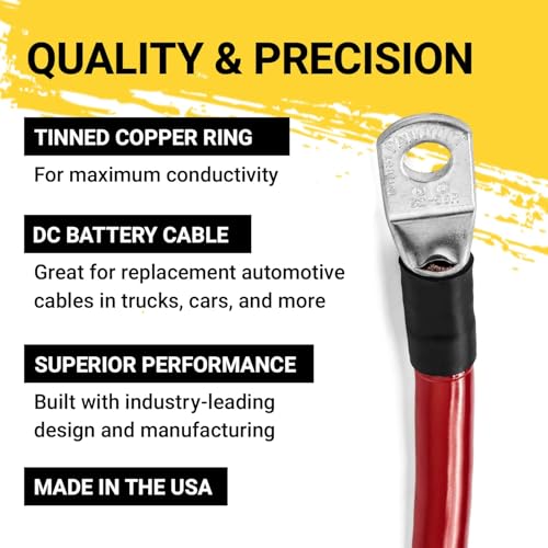 Spartan Power Battery Cable 3 Foot 4 Gauge AWG Wire Set 3/8" M10 Made in USA - color: 4 AWG-SET-3/8", size: 3-FT