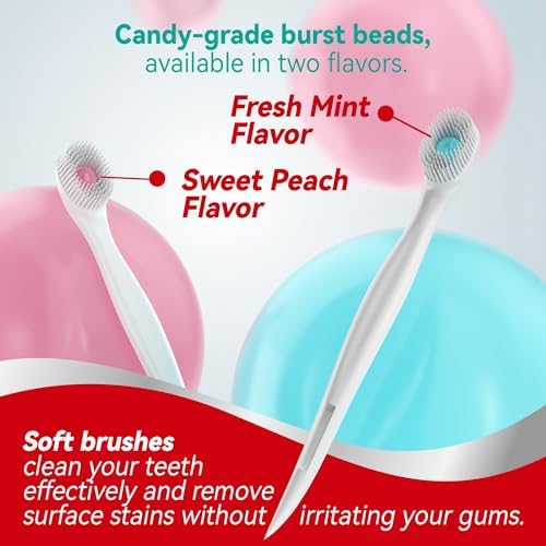 cleaings® Mini Brushes-Disposable Toothbrushes with Toothpaste and Pick for Work or Travel, 24 Count (Mint Flavor（Pack of 5）)