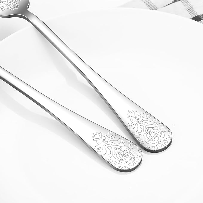 20 Pcs Silverware Set for 4 with Classical Flower Embossed Design, Food Grade Stainless Steel Flatware Set, Eating Utensils Sets Include Fork/Knife/Spoon, Reusable Cutlery Set, Dishwasher Safe