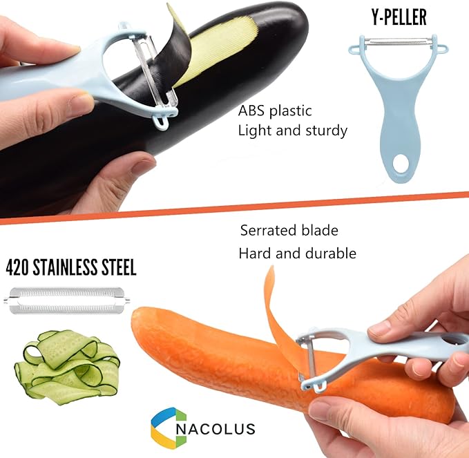 5 in 1 Mandoline Slicer for Kitchen, Vegetable Slicer Multi Blade Potato Chip, Veggie shredder, Vegetable Cutter, Julienne Shredder and peeler For Small Job In Kitchen Blue