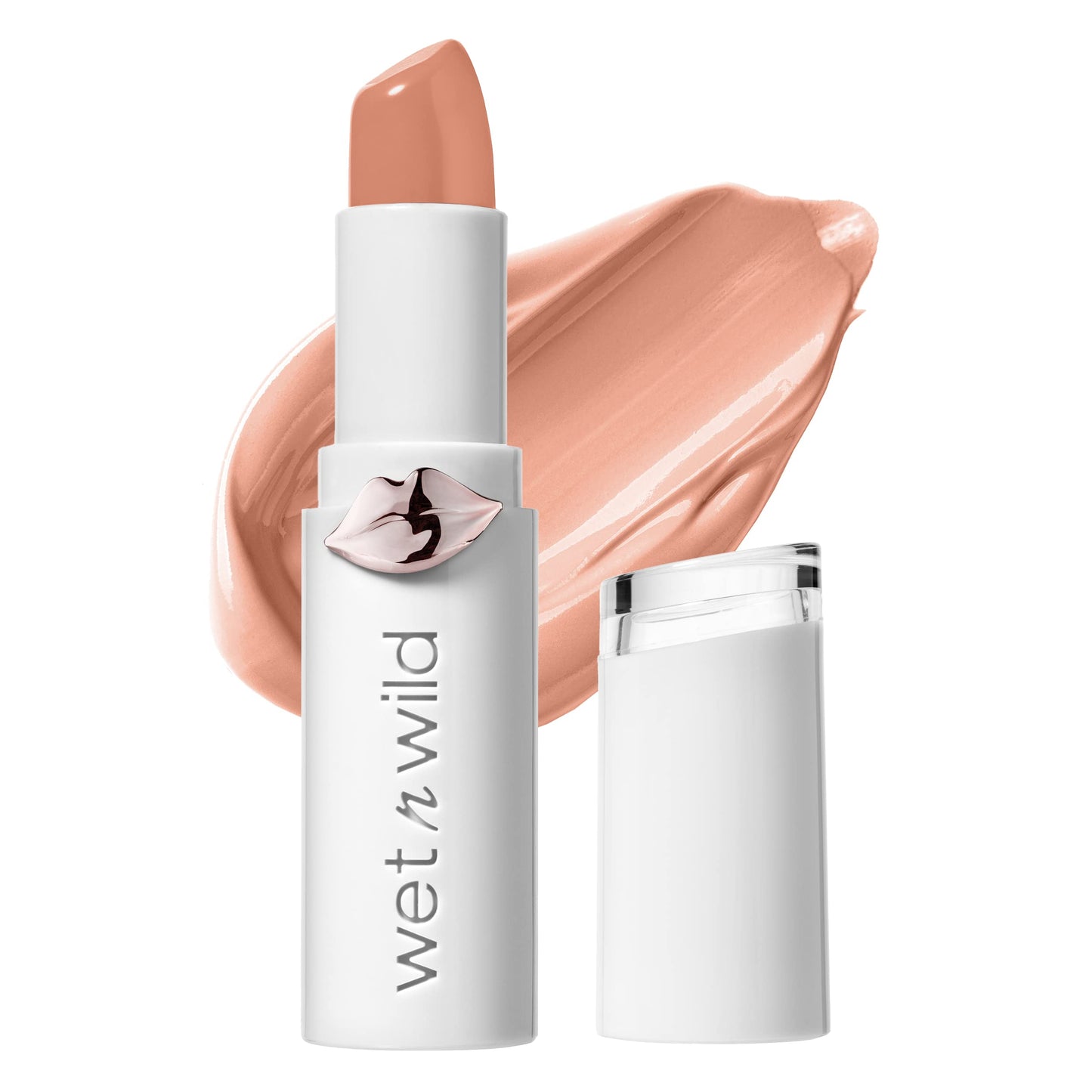 wet n wild Mega Last High-Shine Lipstick Lip Color, Infused with Seed Oils For a Nourishing High-Shine,Buildable & Blendable Creamy Color,Cruelty-Free & Vegan - Peach Please
