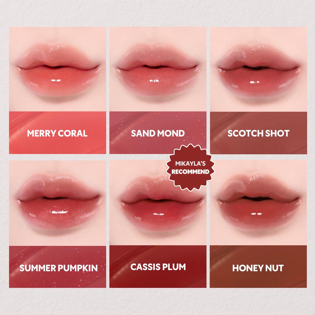 TIRTIR [*Mini Size Waterism Tinted Lip Gloss #18 Cherrid, 0.06 Fl Oz – Kiss Ready Lipgloss, 12H Long Lasting Non Sticky Natural Tinted Glow Korean Multiuse Cheek and Lip Tint for Women gift