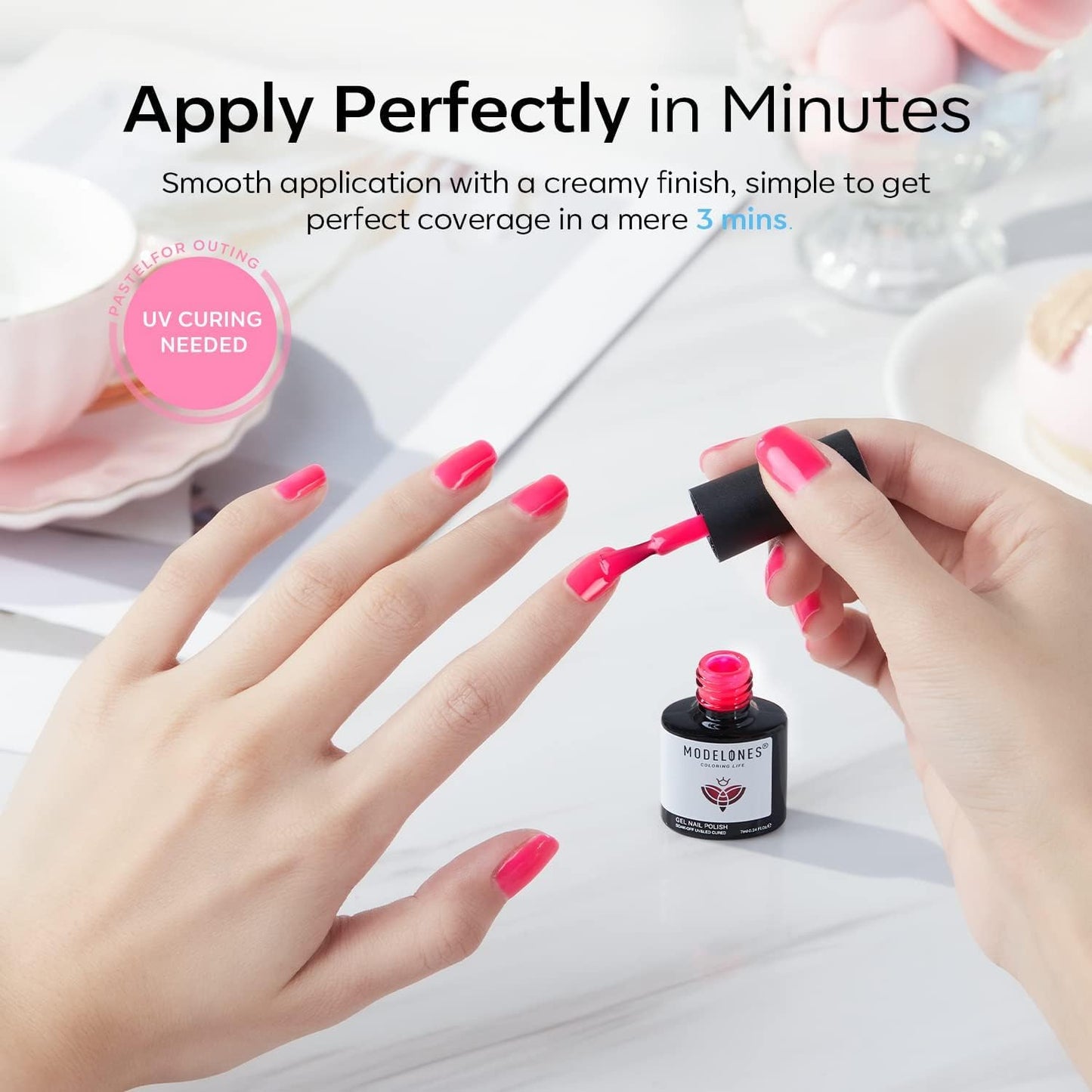 modelones Pink Gel Nail Polish Set 6 Colors, Hot Pink Tones Neon Pink White Gel Polish Magenta Light Soft to Dark 2025 All Seasons Halloween LED Nail Art for Nail Lovers Gift Salon DIY Starter Kit