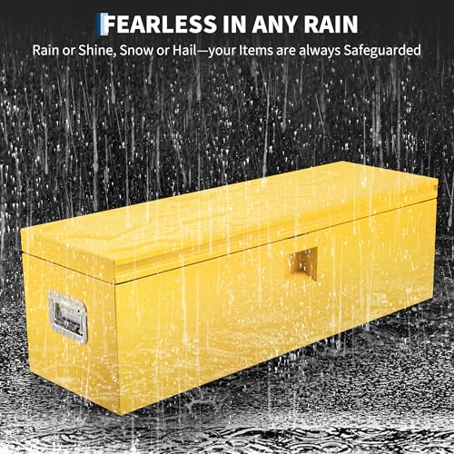 Industrial Steel Truck Tool Box w/Gas-Shock Lid, Pry-Resistant Security & Weatherproofing Toolbox Organizer Chest Fits Pickup, Truck Bed, RV, Trailer - color: Yellow, size: 15X15X36 inch